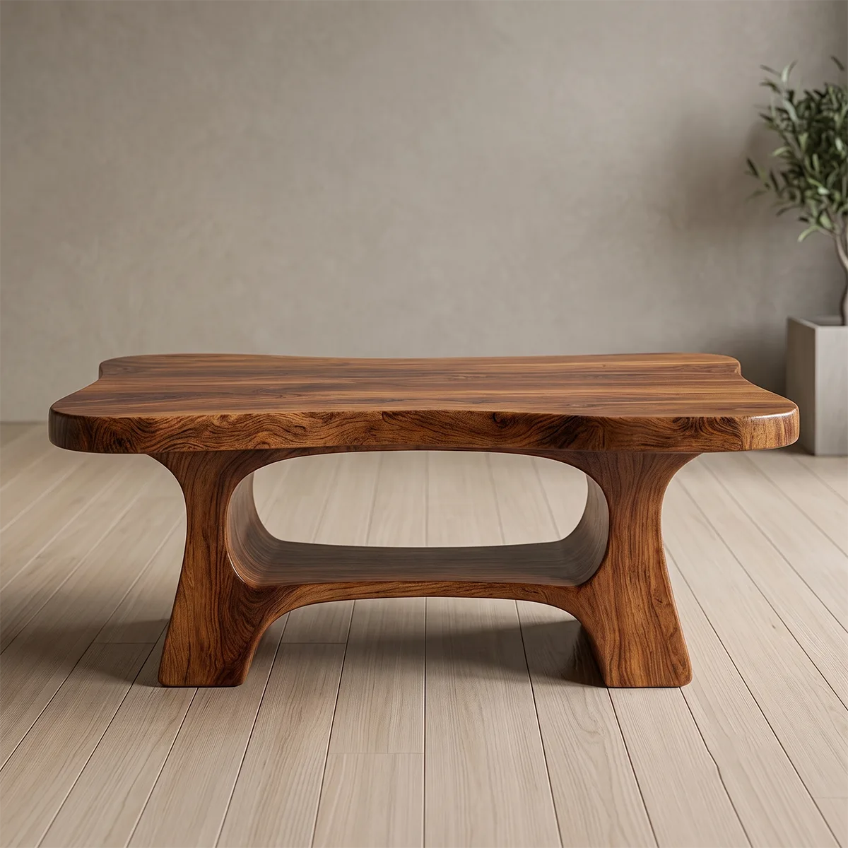 Solid Wood Coffee Table with Open Shelf | Modern Handmade Living Room Furniture TT006-3190