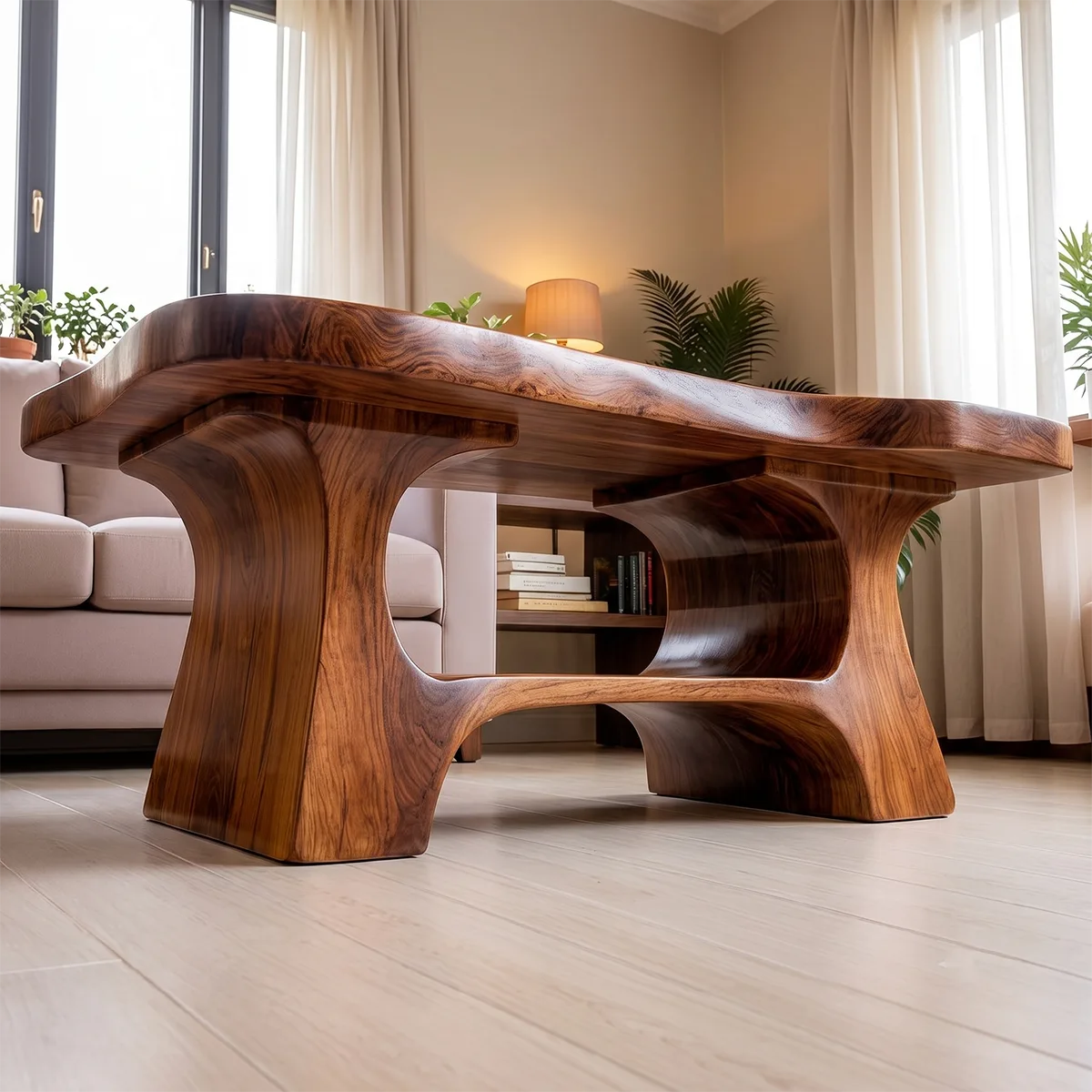 Solid Wood Coffee Table with Open Shelf | Modern Handmade Living Room Furniture TT006-3190