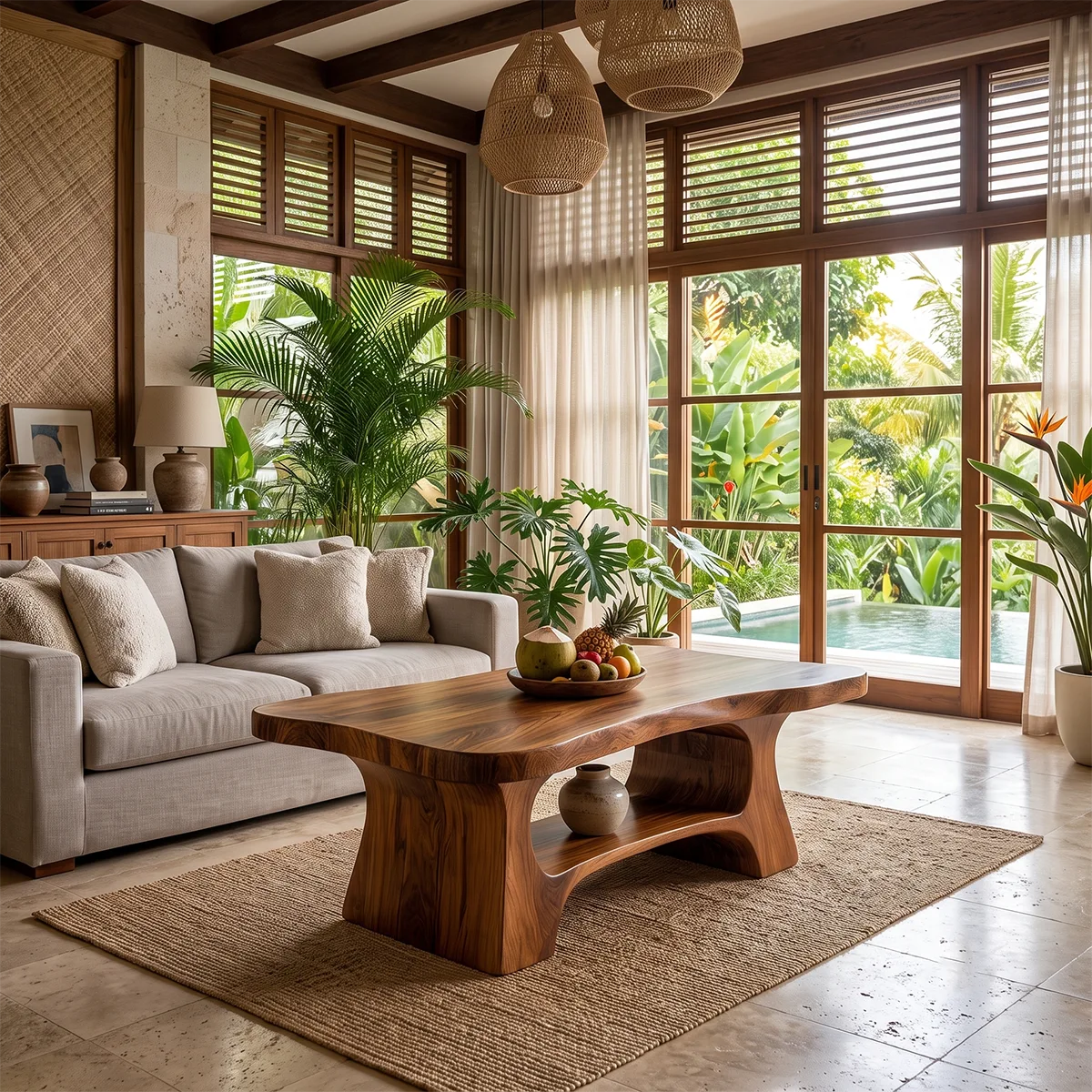 Solid Wood Coffee Table with Open Shelf | Modern Handmade Living Room Furniture TT006-3190