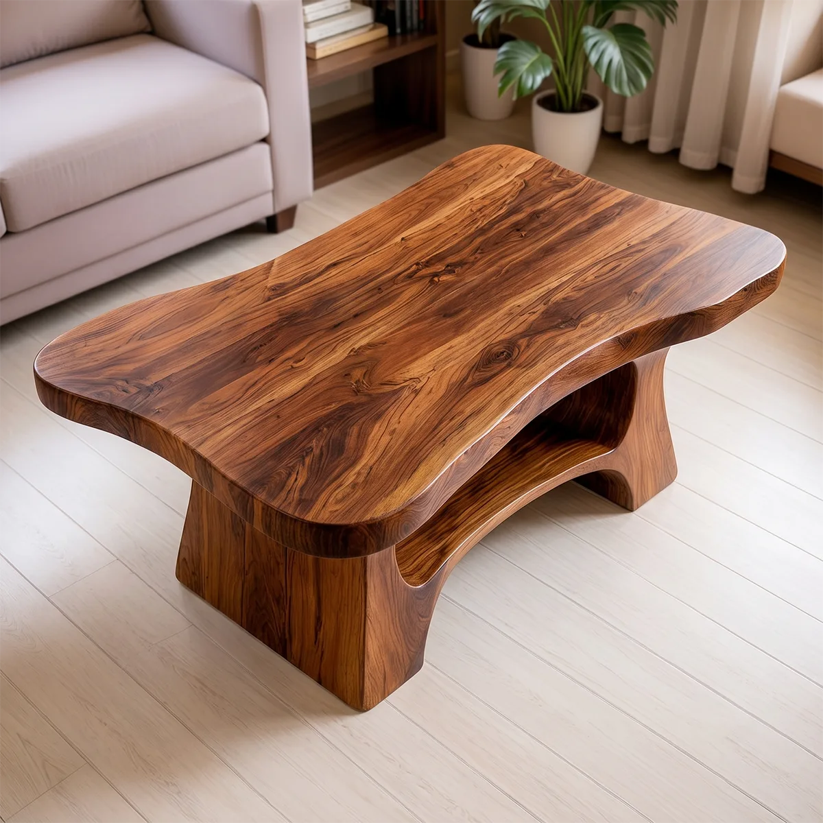 Solid Wood Coffee Table with Open Shelf | Modern Handmade Living Room Furniture TT006-3190