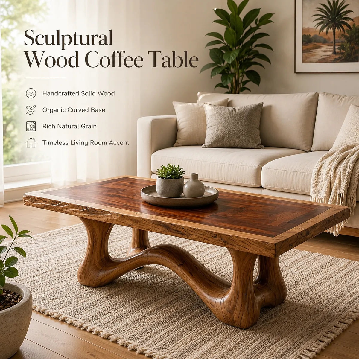 Solid Wood Coffee Table | Handmade Live Edge Coffee Table for Modern Living Room TT006-6482
