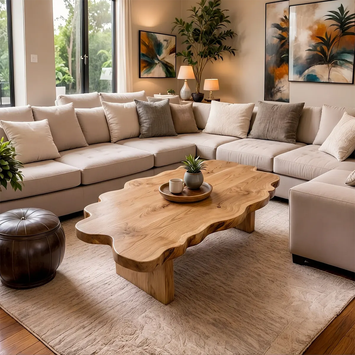 Live Edge Solid Wood Coffee Table | Organic Natural Slab Coffee Table for Modern Living Room TT006-2090