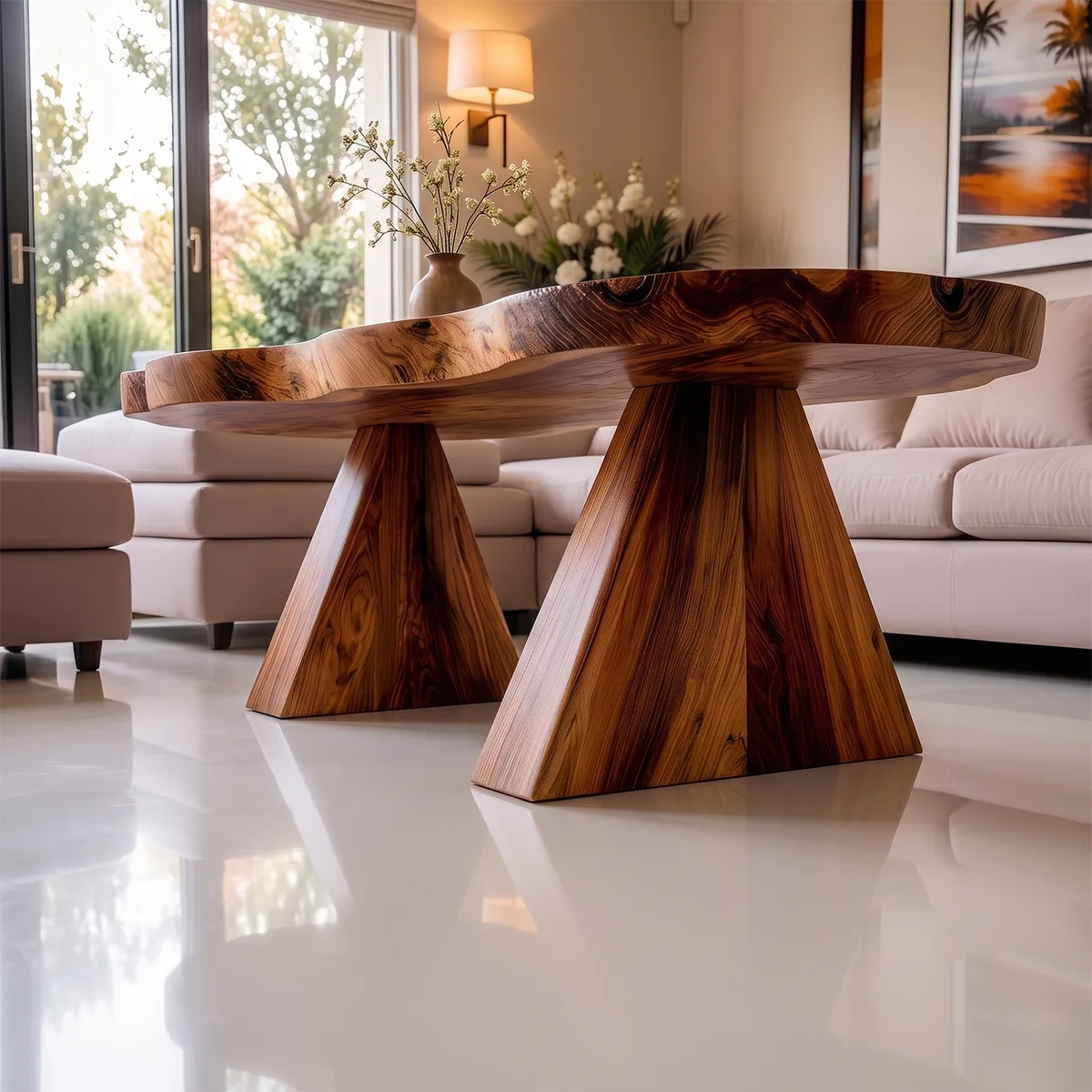 Organic Live Edge Solid Wood Coffee Table | Handcrafted Freeform Center Table for Living Room TT006-3962