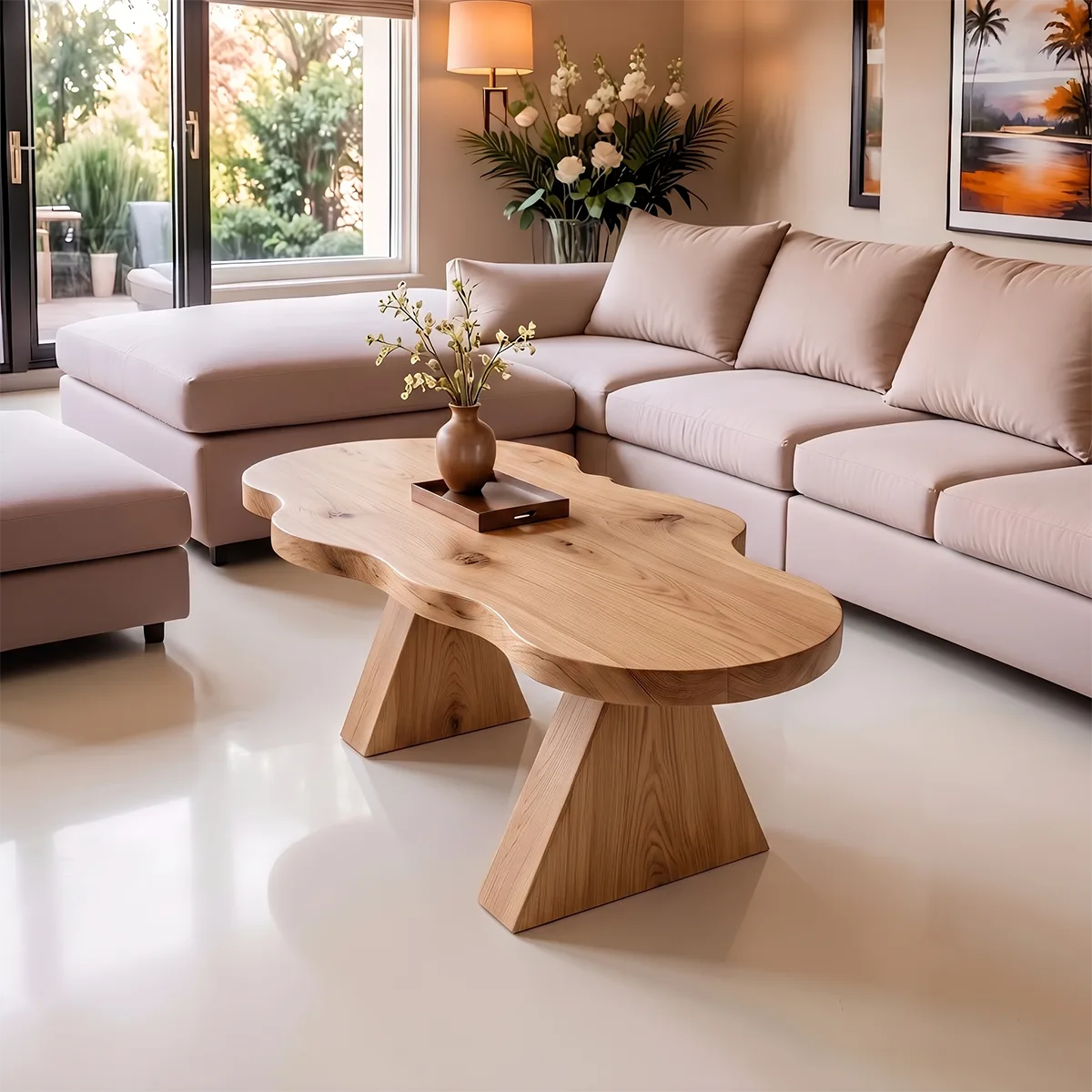 Organic Live Edge Solid Wood Coffee Table | Handcrafted Freeform Center Table for Living Room TT006-3962