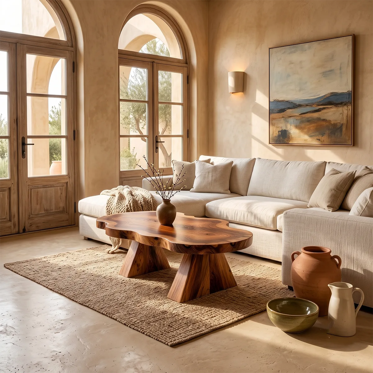 Organic Live Edge Solid Wood Coffee Table | Handcrafted Freeform Center Table for Living Room TT006-3962