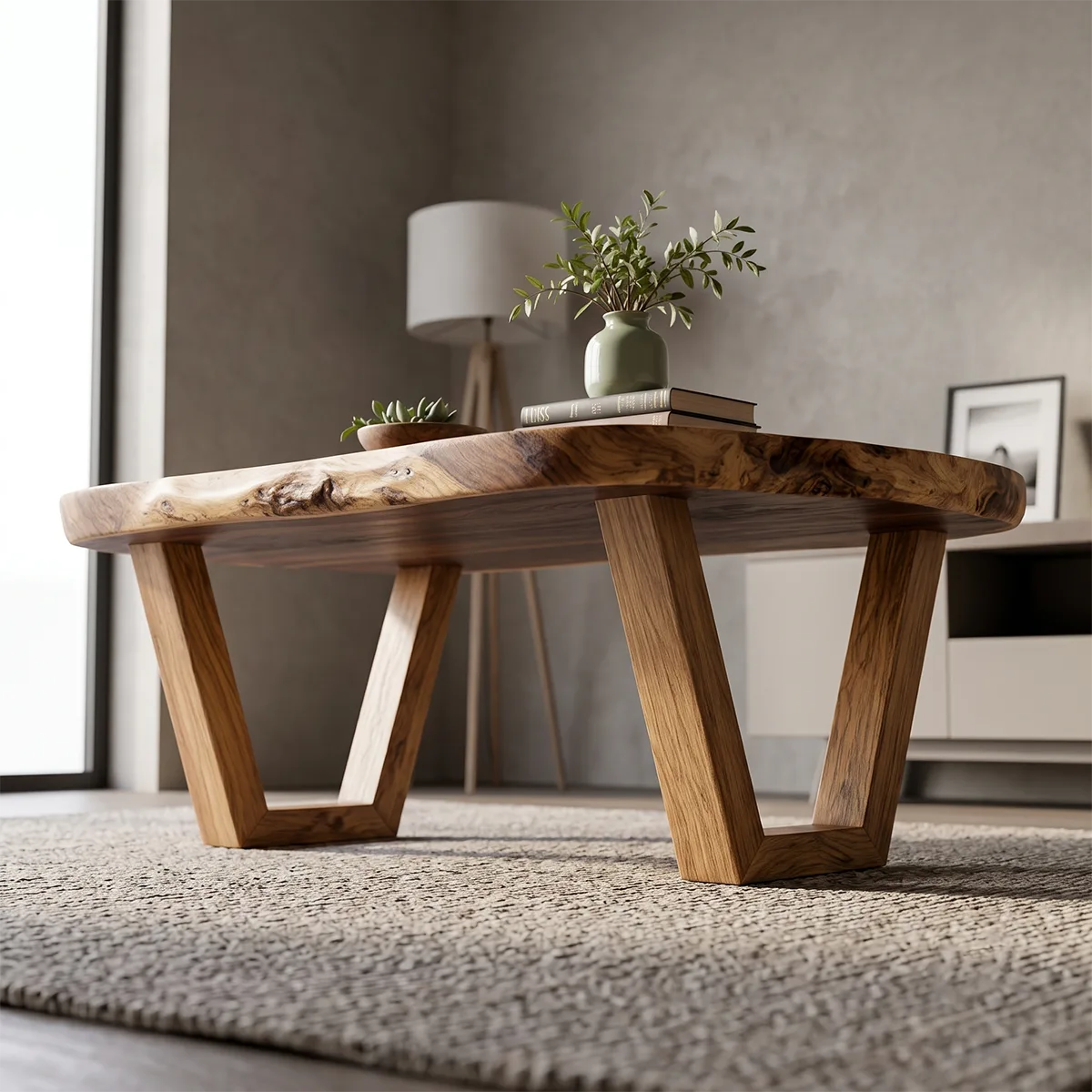 Organic Live Edge Solid Wood Coffee Table | Rustic Modern Center Table for Living Room TT006-8197