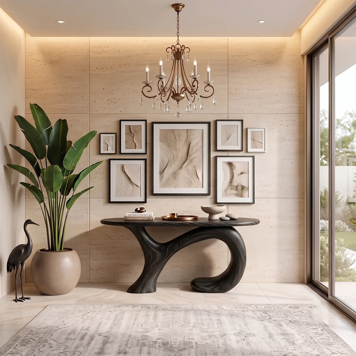 Modern Organic Console Table | Sculptural Curved Entryway Console Table for Contemporary Homes TH003-4837