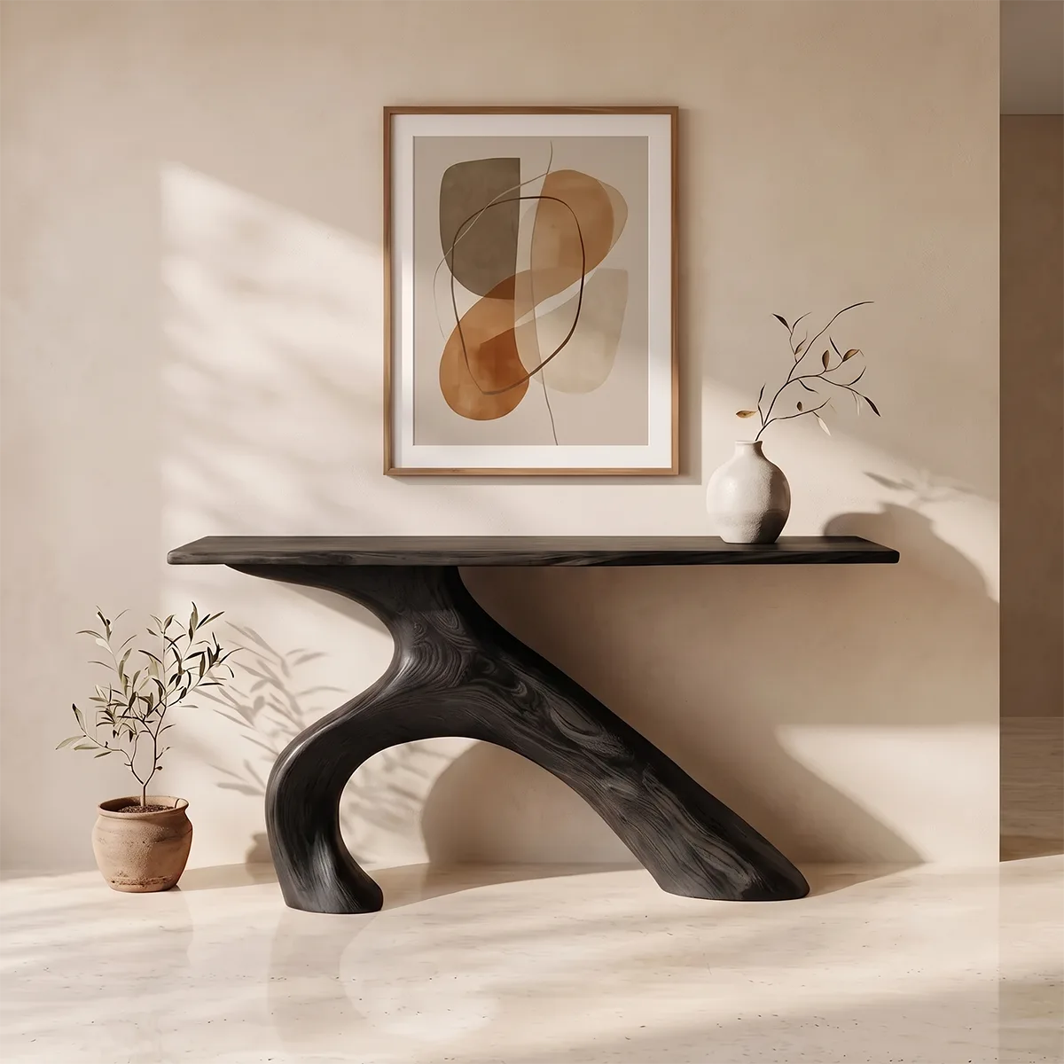 Modern Organic Console Table | Sculptural Asymmetrical Entryway Console Table TH003-3100