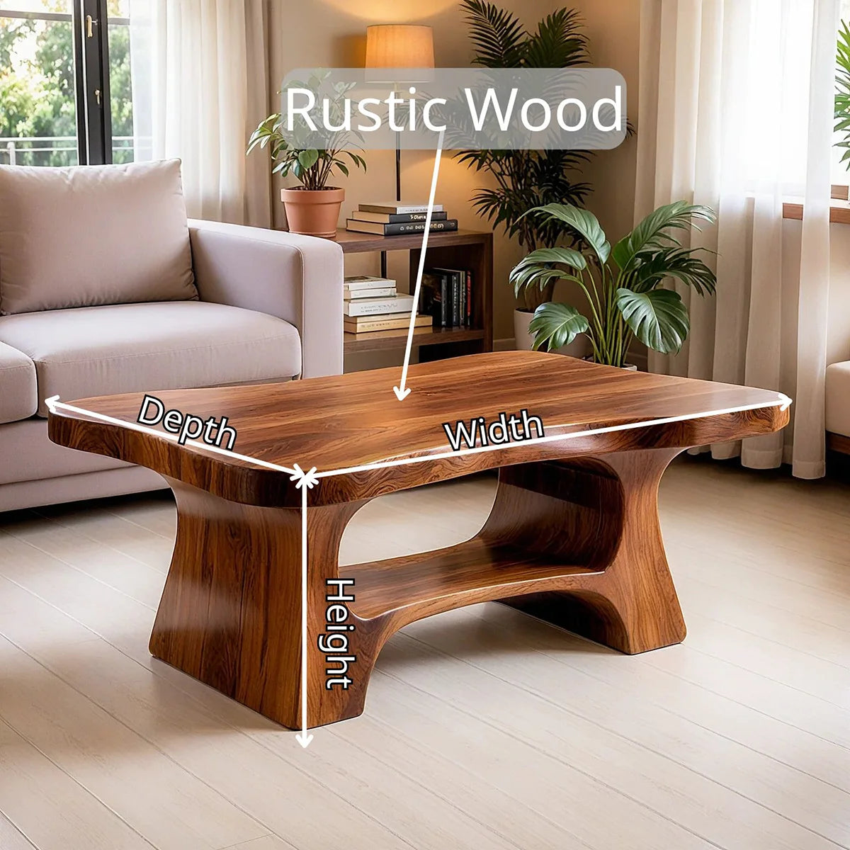Solid Wood Coffee Table with Open Shelf | Modern Handmade Living Room Furniture TT006-3190