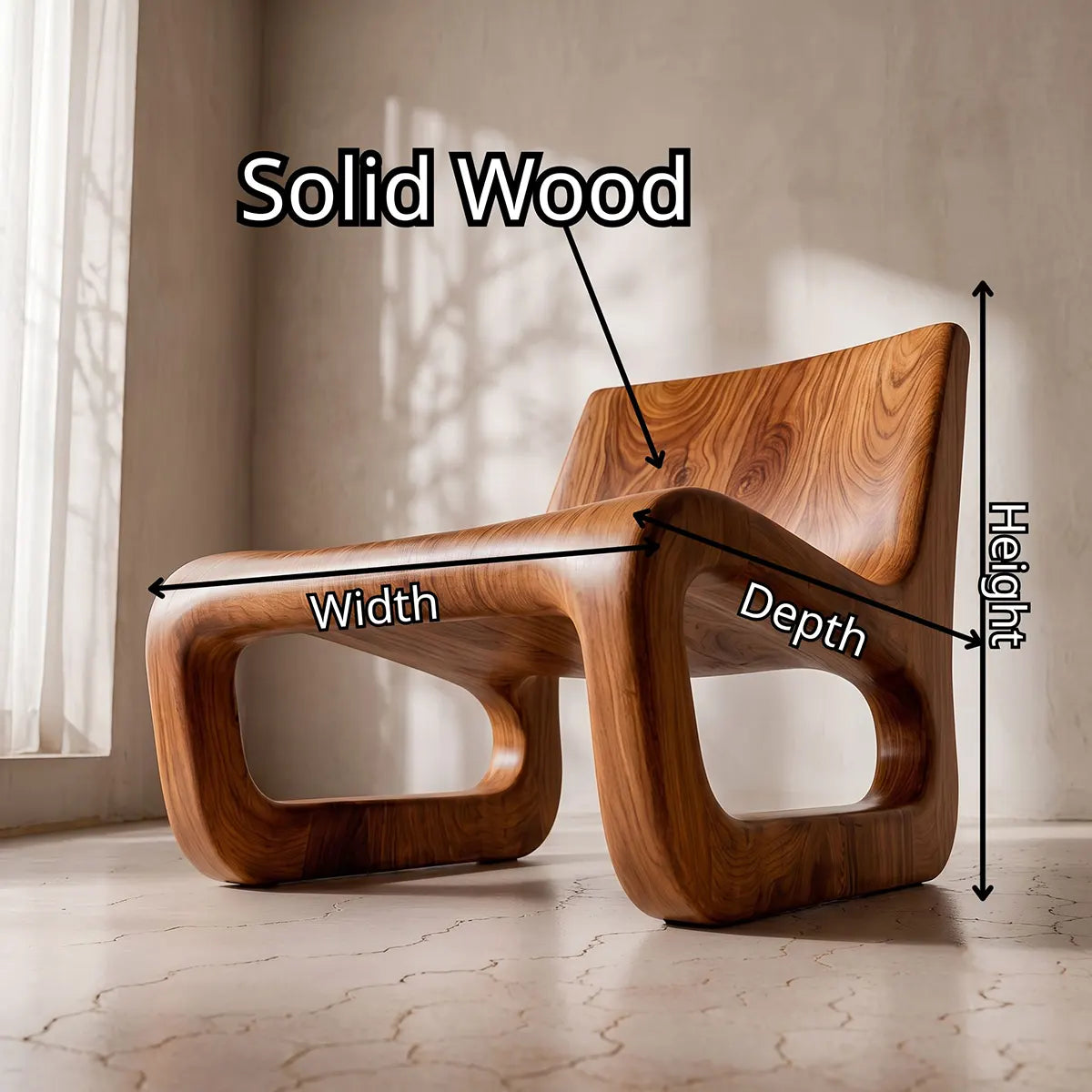 Sculptural Lounge Chair with Rounded Loop Base | Organic Modern Wood Accent Chair