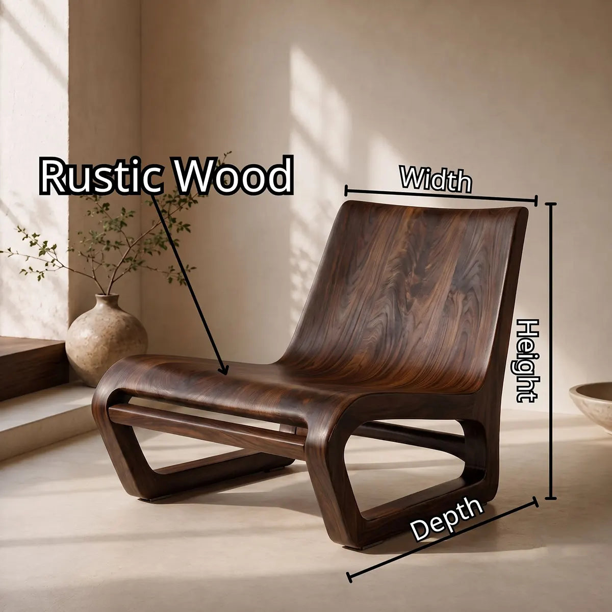Sculptural Curved Wood Lounge Chair | Modern Organic Accent Chair