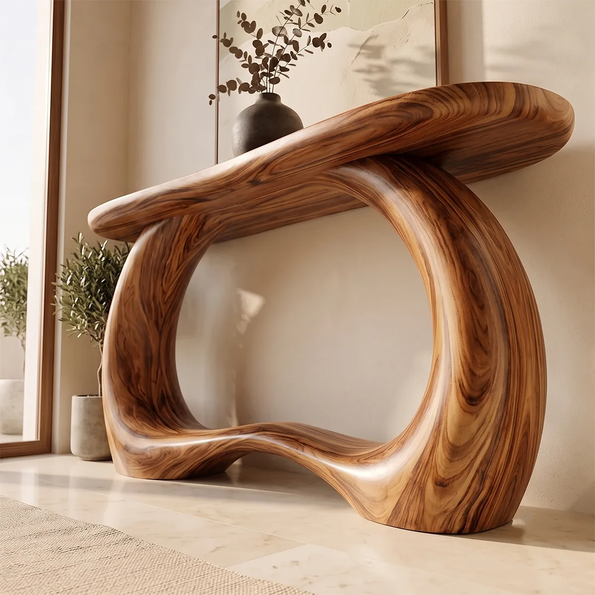 Organic Loop Console Table | Modern Sculptural Console Table with Open Arch Base TH003-6800