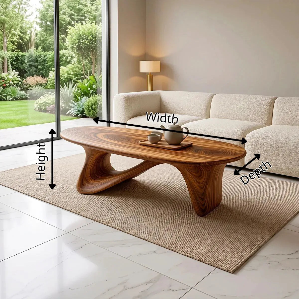 Organic Wave Coffee Table | Sculptural Oval Coffee Table for Modern Minimalist Living Room TH003-1206