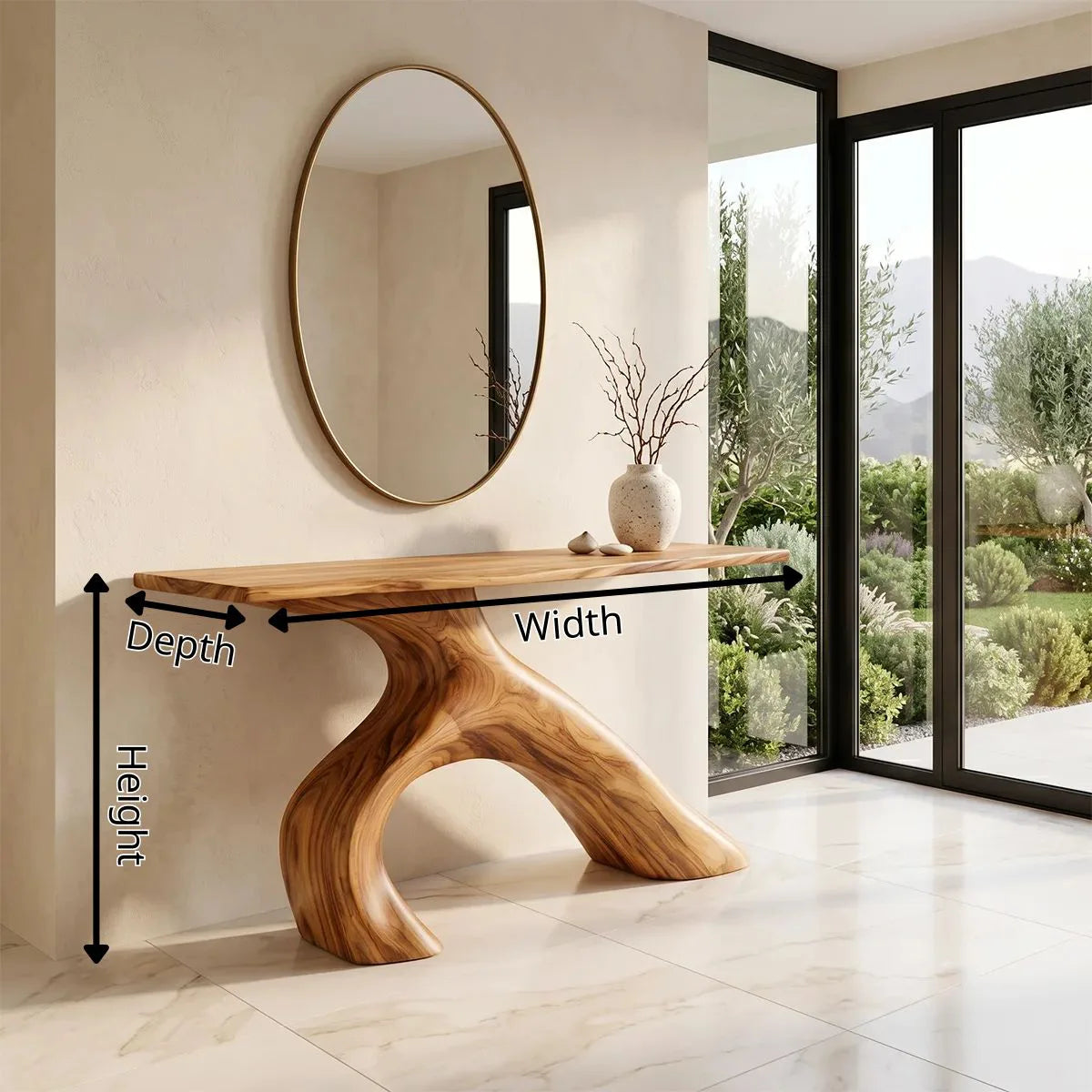 Modern Organic Console Table | Sculptural Asymmetrical Entryway Console Table TH003-3100