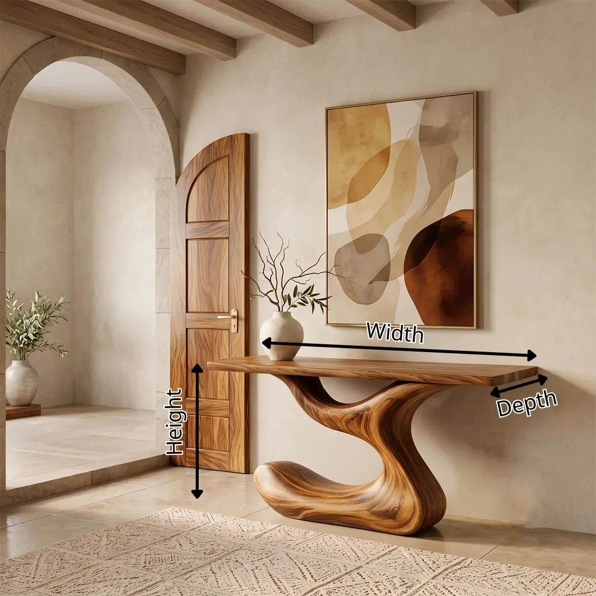 Modern Sculptural Console Table | Organic Entryway Console Table for Contemporary Living Spaces TH003-2542