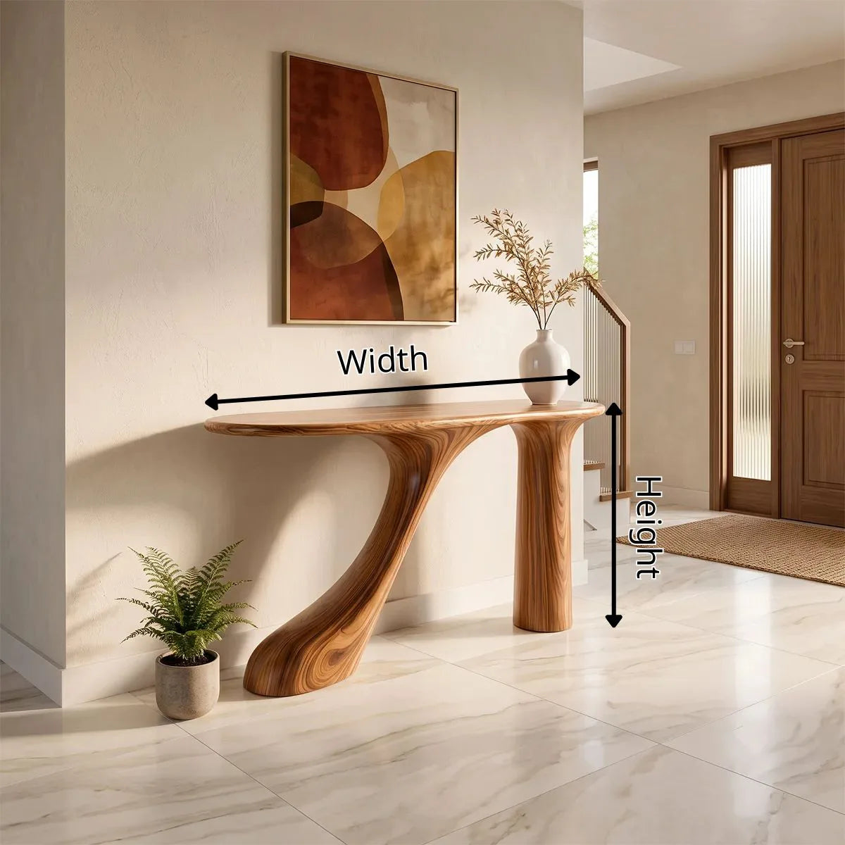 Organic Sculptural Console Table | Modern Entryway Table with Curved Architectural Base TH003-6225