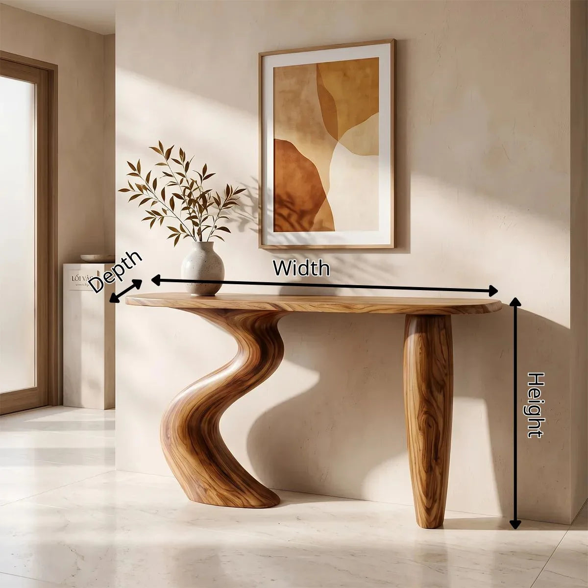 Organic Wave Console Table | Sculptural Entryway Table with Curved Pedestal Base TH003-1709