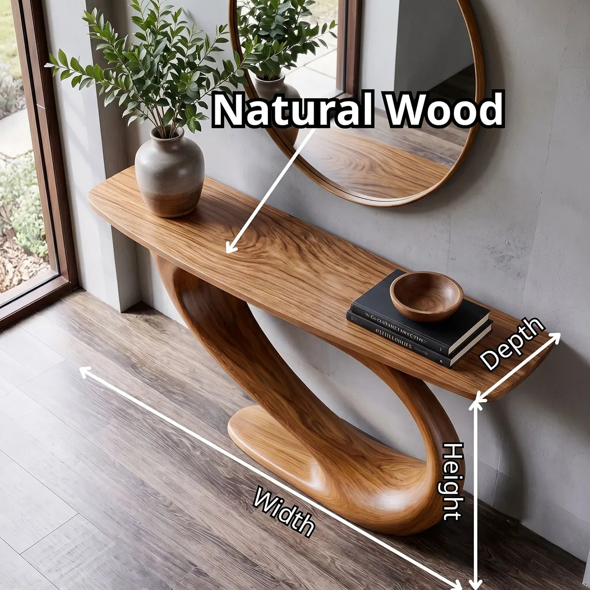 Organic Sculptural Console Table with Curved Pedestal Base for Modern Entryway TT006-2591