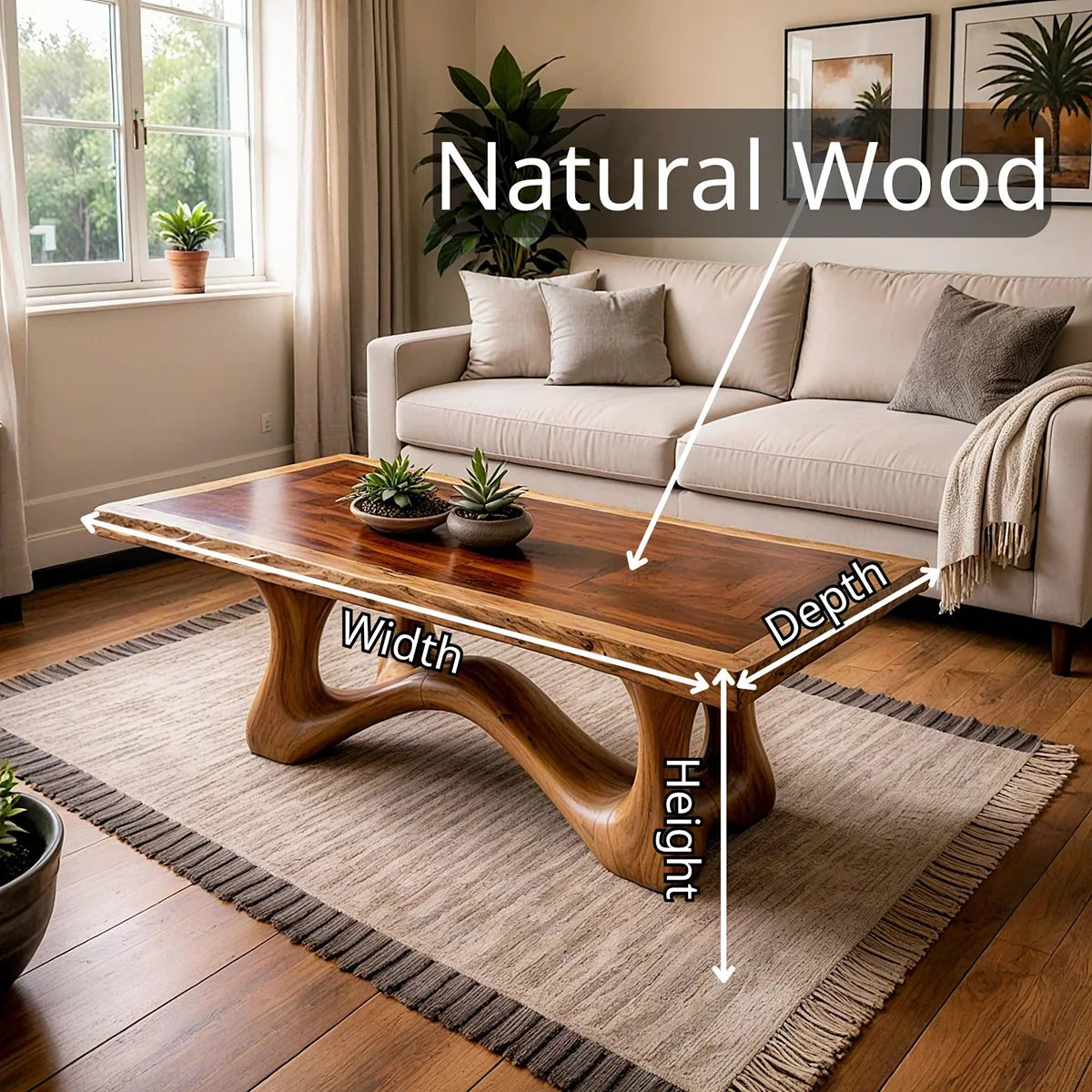 Solid Wood Coffee Table | Handmade Live Edge Coffee Table for Modern Living Room TT006-6482