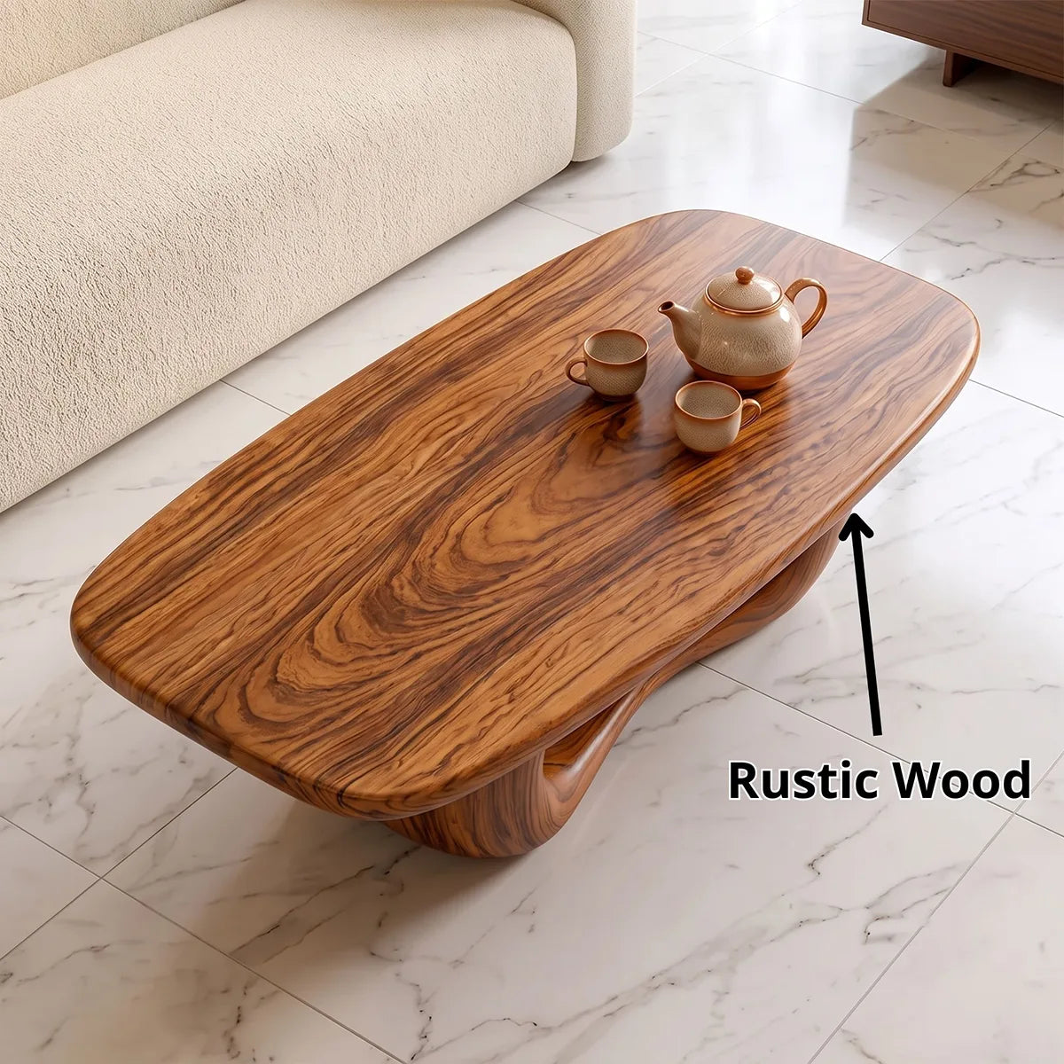 Modern Organic Coffee Table | Sculptural Rectangle Cocktail Table TH003-6677