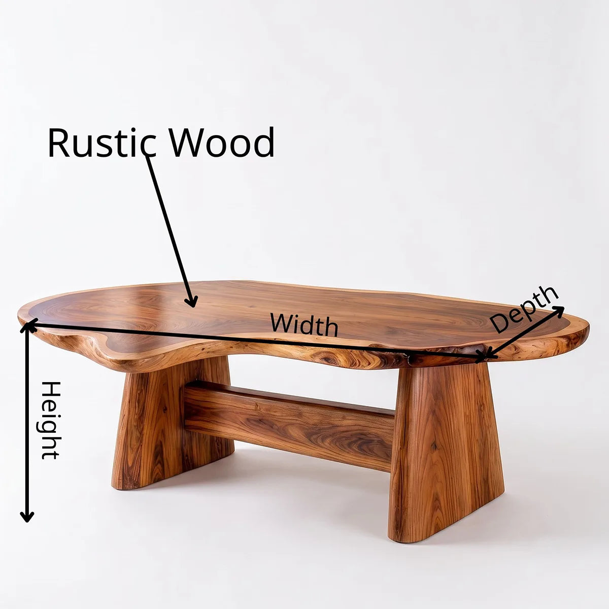Organic Solid Wood Coffee Table | Live Edge Modern Center Table with Sculptural Base TT006-5632