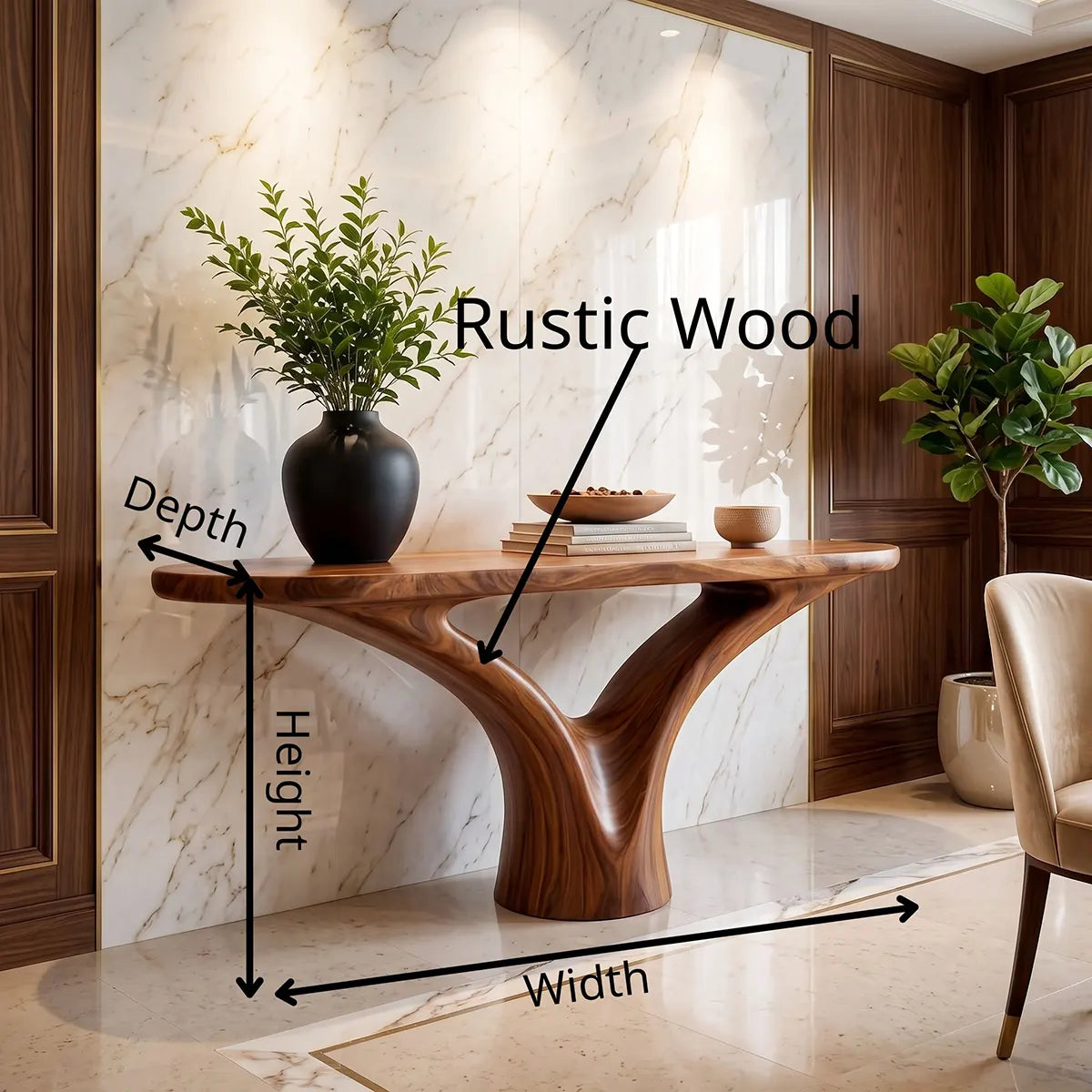Modern Organic Console Table | Sculptural Entryway Console Table for Contemporary Home Decor TT006-7960