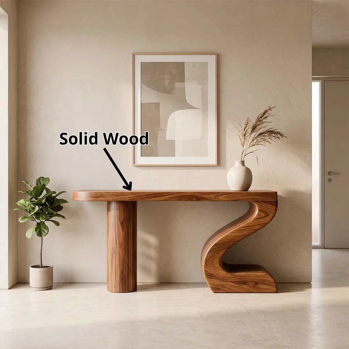 Modern Sculptural Console Table | Organic Wave Entryway Table for Contemporary Hallway & Living Room TH003-4054