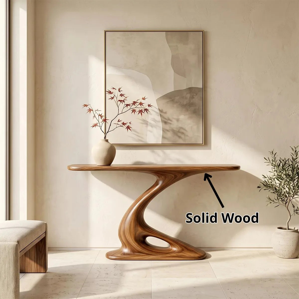 Organic Sculptural Console Table | Modern Console Table with Twisted Open Pedestal Base TH003-8583