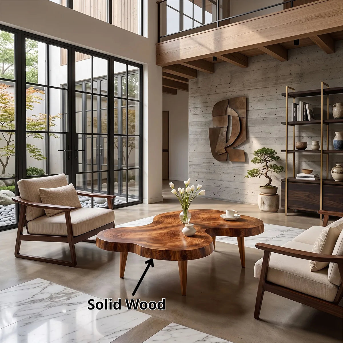 Freeform Coffee Table with Organic Shape | Sculptural Modern Living Room Center Table