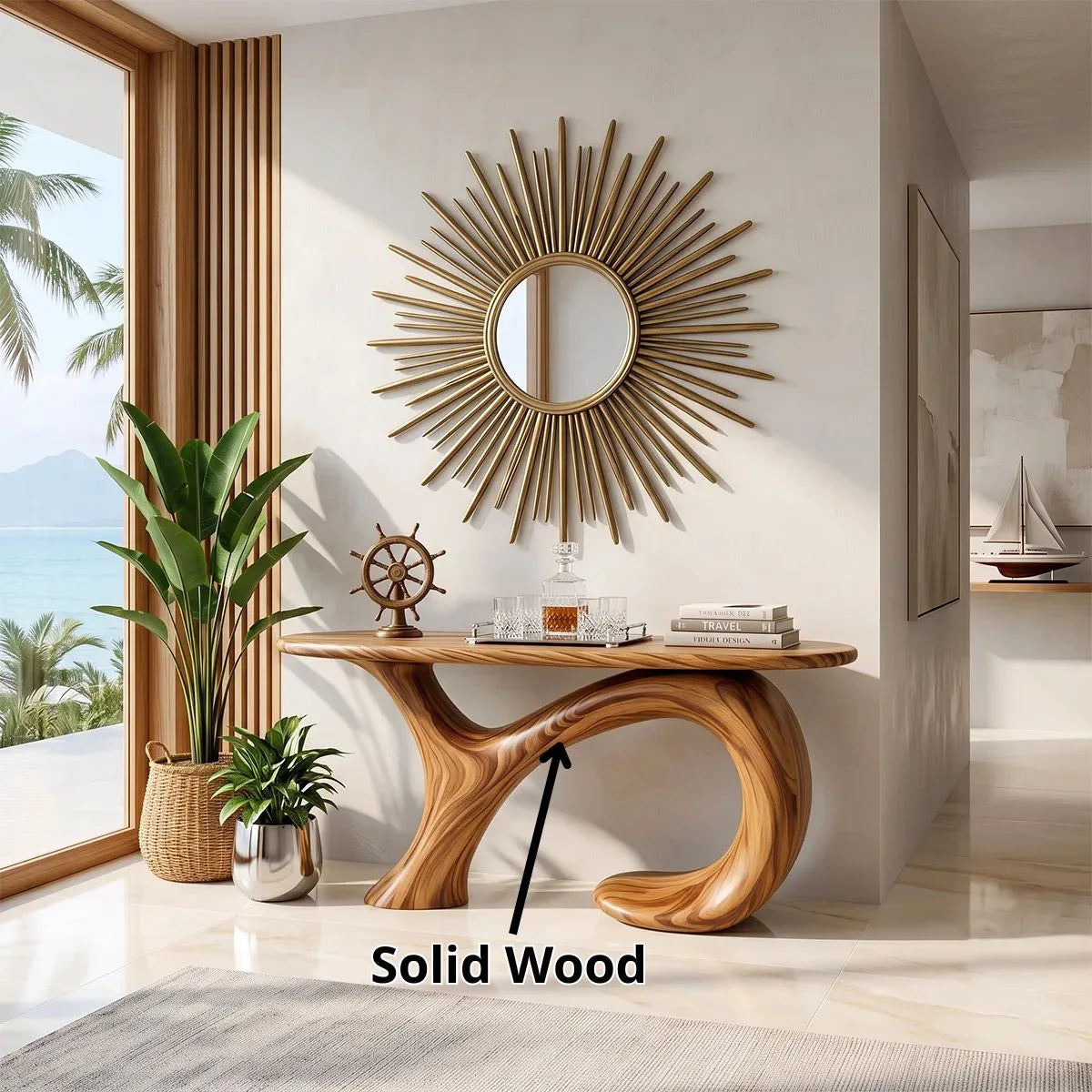 Modern Organic Console Table | Sculptural Curved Entryway Console Table for Contemporary Homes TH003-4837