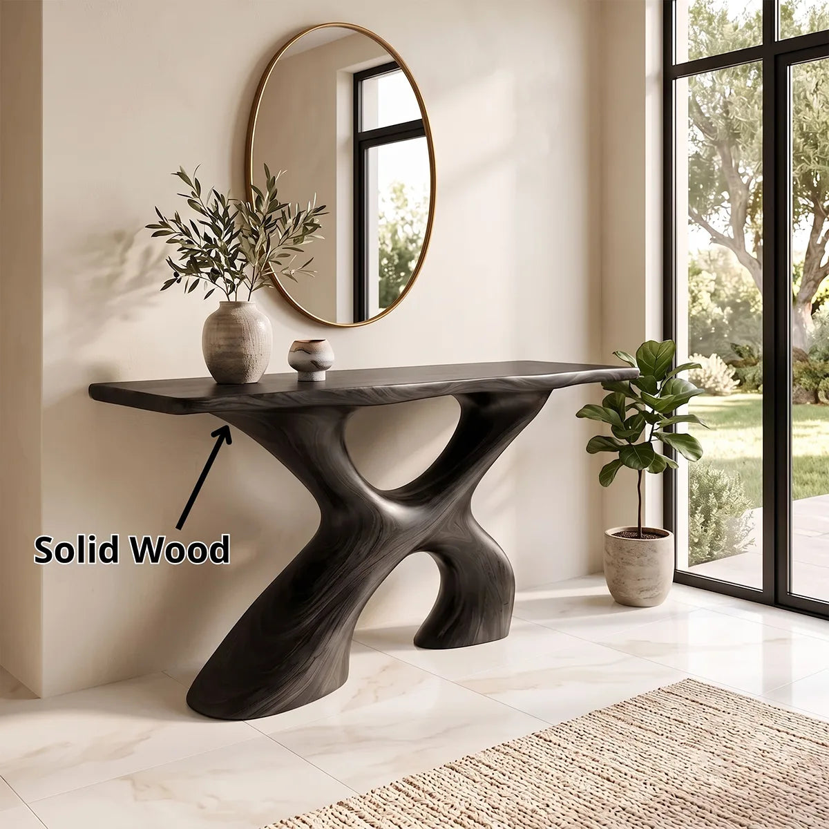 Modern Organic Console Table | Sculptural Open Base Entryway Console Table TH003-5751