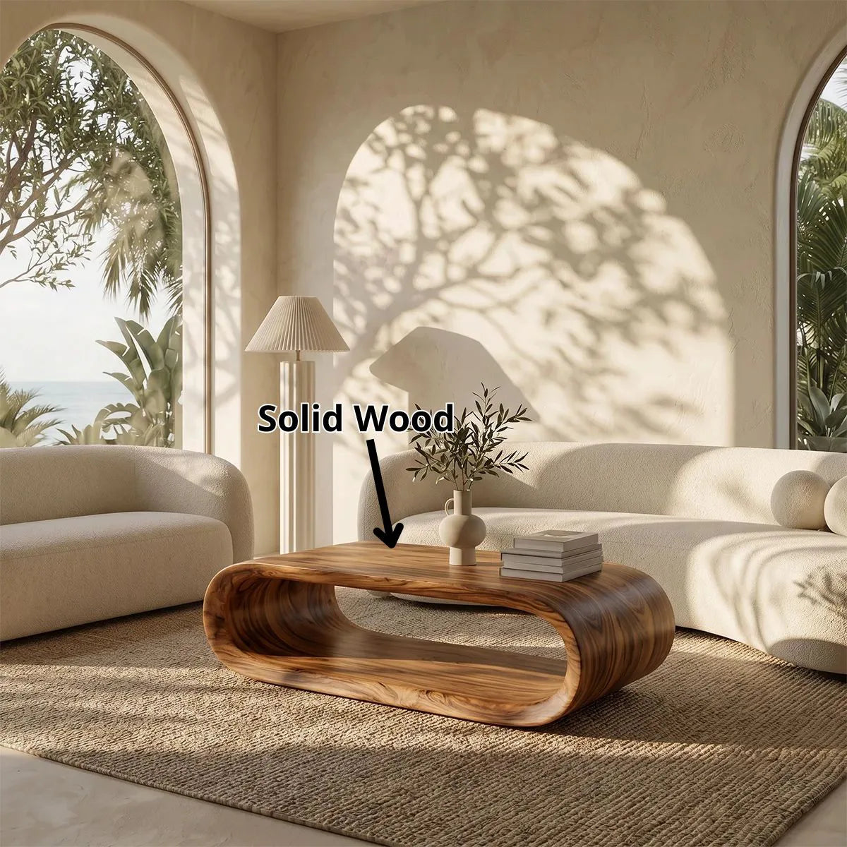 Sculptural Rounded Coffee Table | Organic Modern Open Center Living Room Table