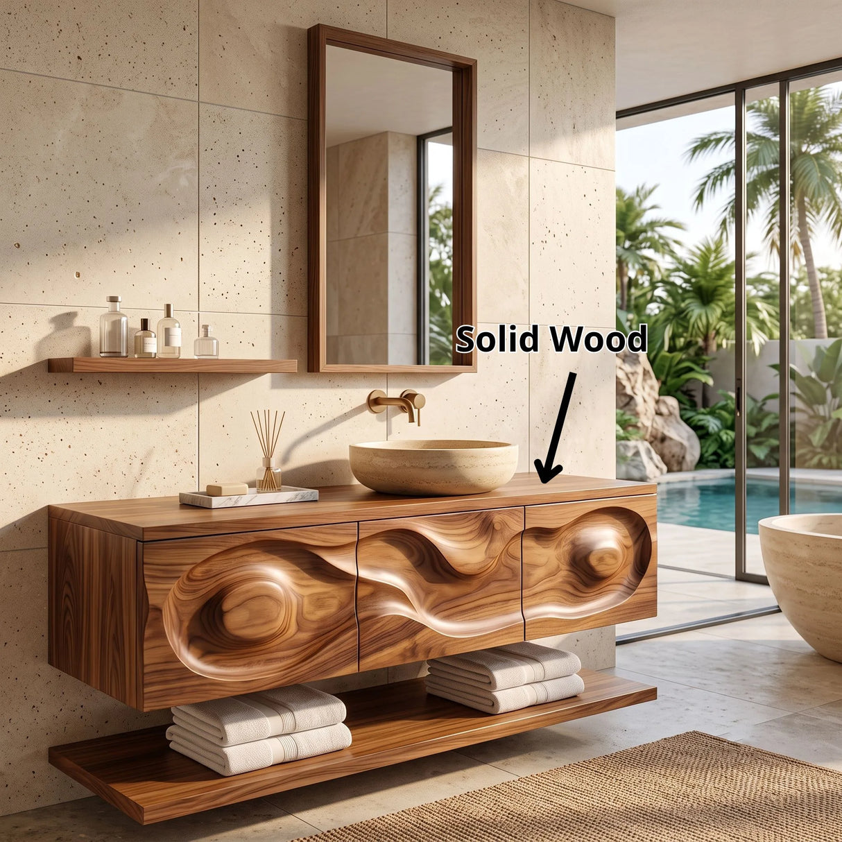 Floating Bathroom Vanity with 3 Drawers & Open Shelf | Modern Vanity Cabinet TH003-5BFQ9WL