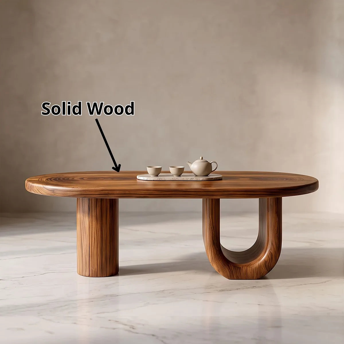 Modern Oval Coffee Table | Sculptural Pedestal Center Table for Minimalist Living Room TH003-7468