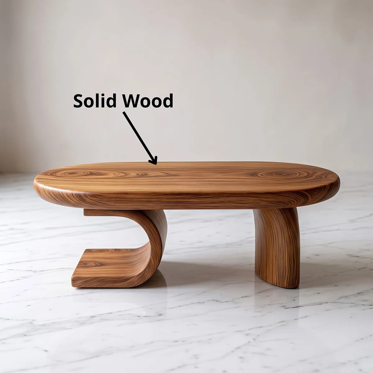Modern Sculptural Coffee Table | Oval Center Table with Curved Pedestal Base TH003-2377