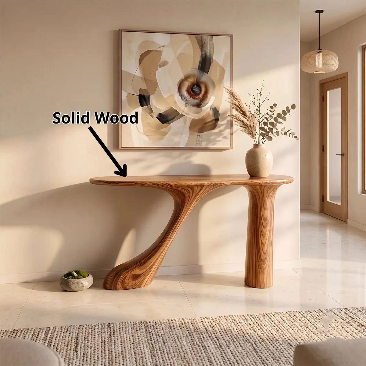 Organic Sculptural Console Table | Modern Entryway Table with Curved Architectural Base TH003-6225