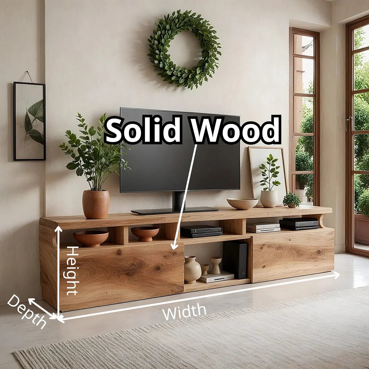 Modern TV Stand with Dual Storage Cabinets | Open Media Console TT006-6PQC5TA