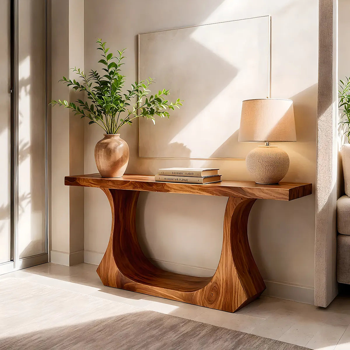 Modern Wooden Console Table with Sculptural Open Arch Base for Entryway & Hallway TT006-5795