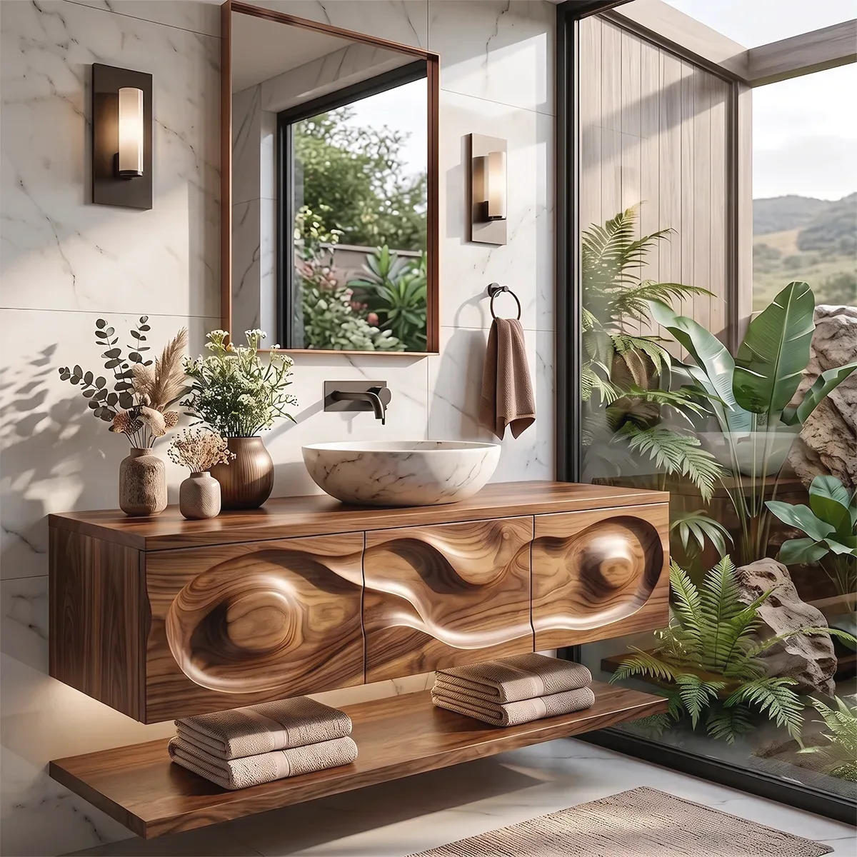 Floating Bathroom Vanity with 3 Drawers & Open Shelf | Modern Vanity Cabinet TH003-5BFQ9WL