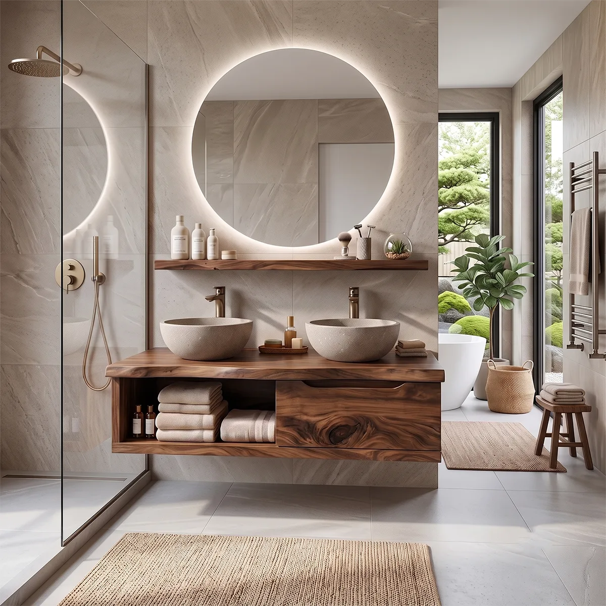 Modern Floating Bathroom Vanity with Large Drawer & Open Storage Compartment