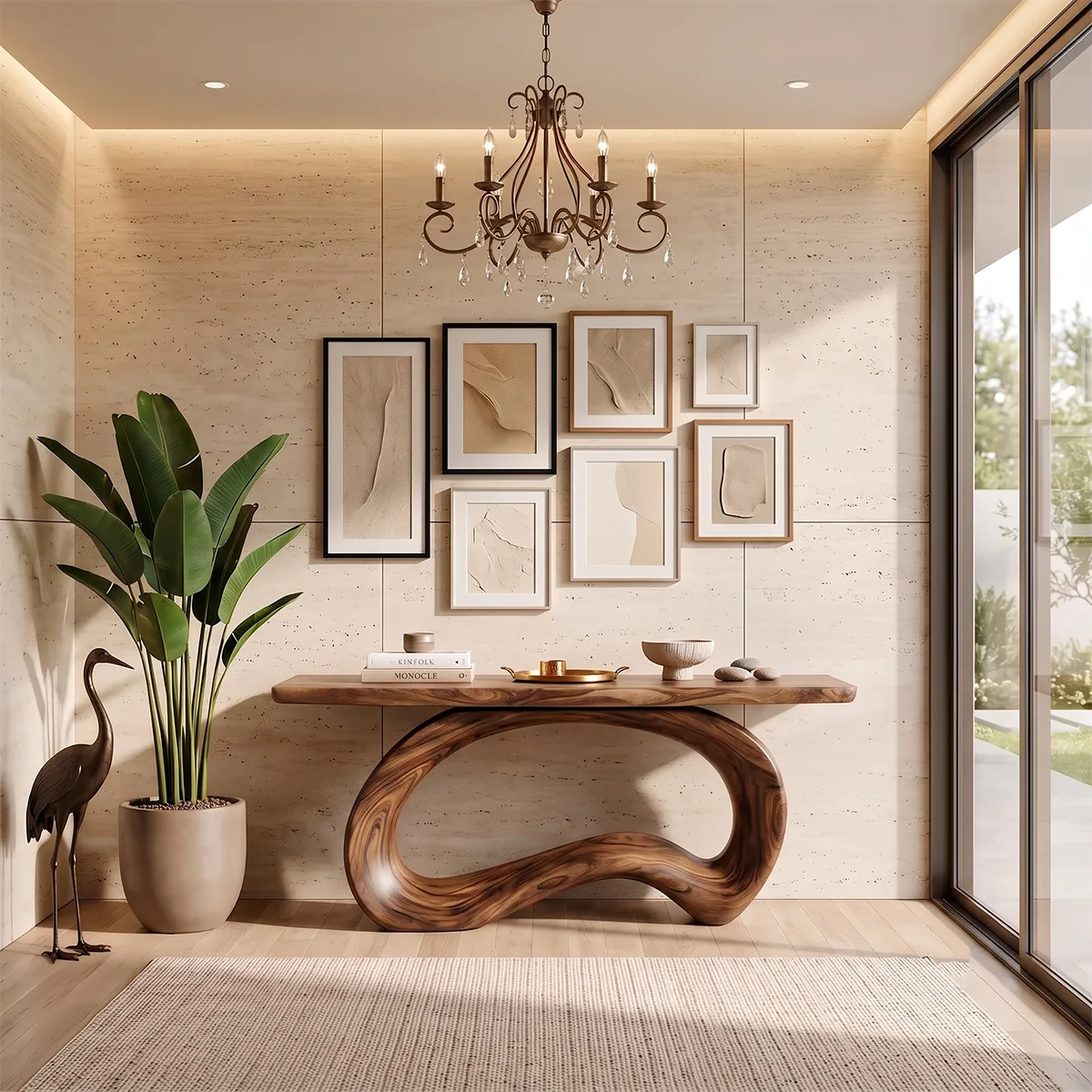 Organic Loop Console Table | Modern Sculptural Console Table with Continuous Curved Base TH003-9415