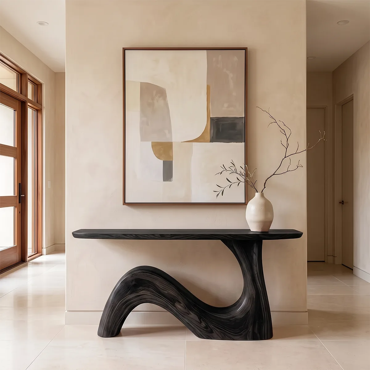 Organic Wave Console Table | Sculptural Entryway Console Table for Modern Hallway & Living Room TH003-5159