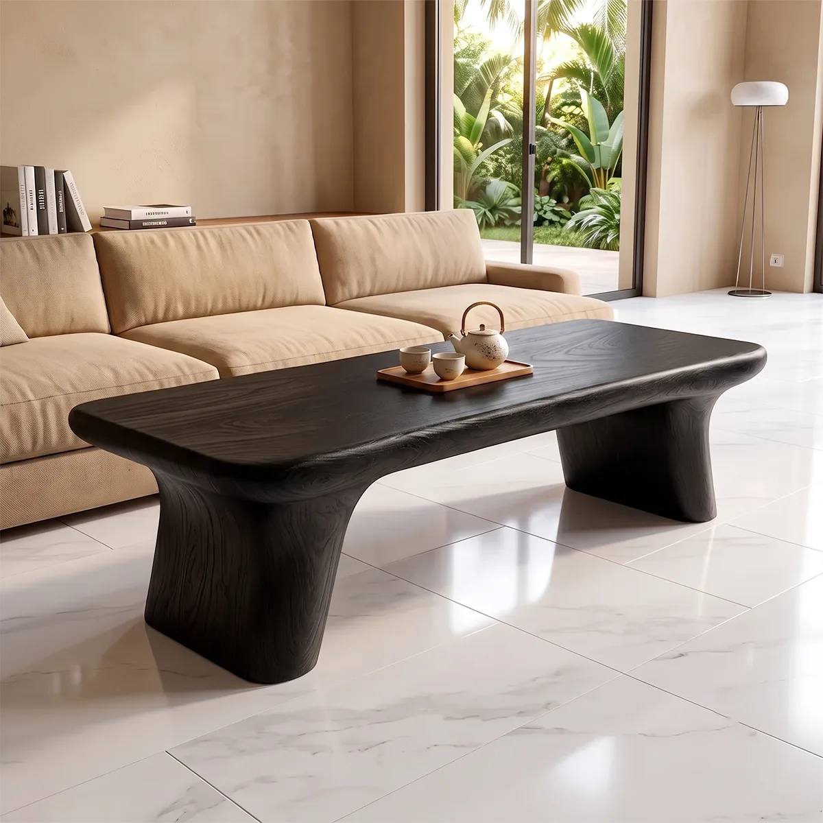 Modern Organic Coffee Table | Minimalist Sculptural Center Table for Contemporary Living Room TH003-9709