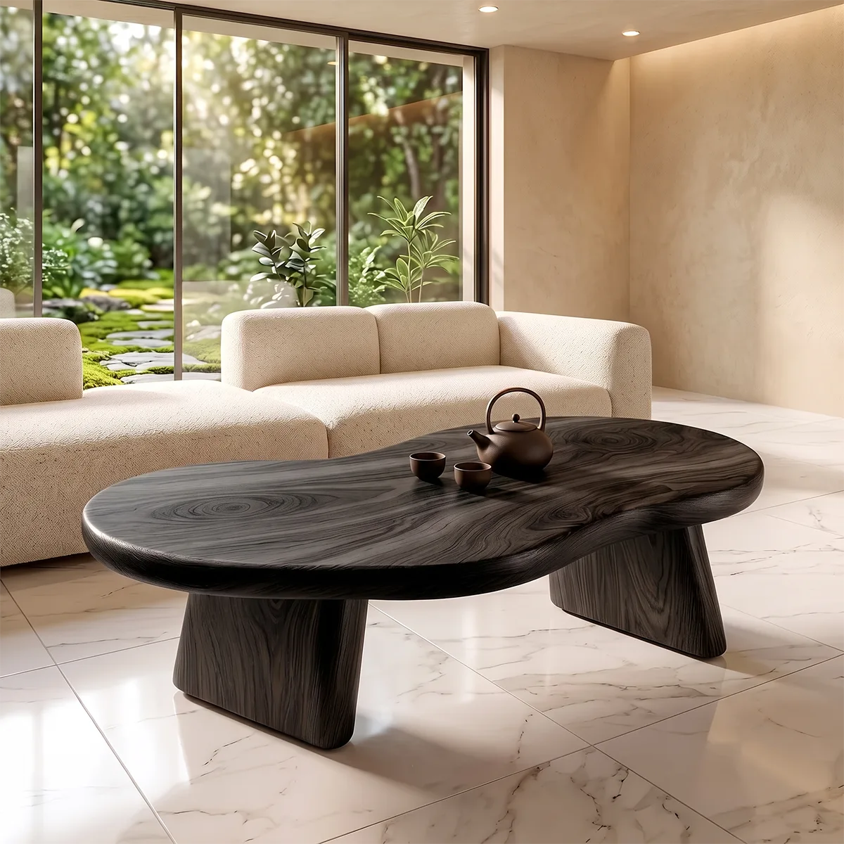 Organic Pebble Coffee Table | Sculptural Freeform Coffee Table for Modern Living Room TH003-1486