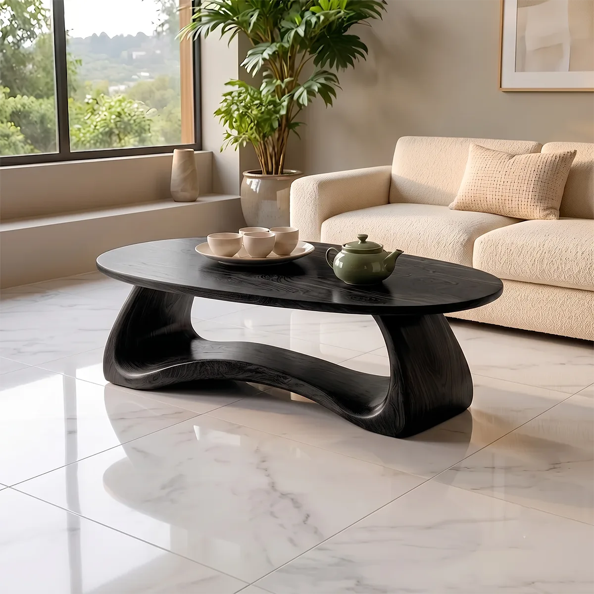 Modern Oval Coffee Table | Sculptural Organic Cocktail Table TH003-8246
