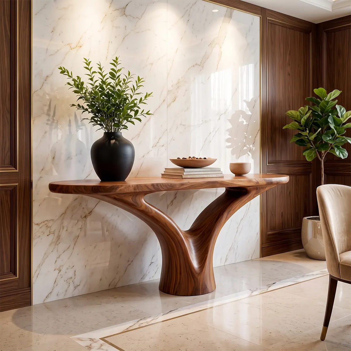 Modern Organic Console Table | Sculptural Entryway Console Table for Contemporary Home Decor TT006-7960
