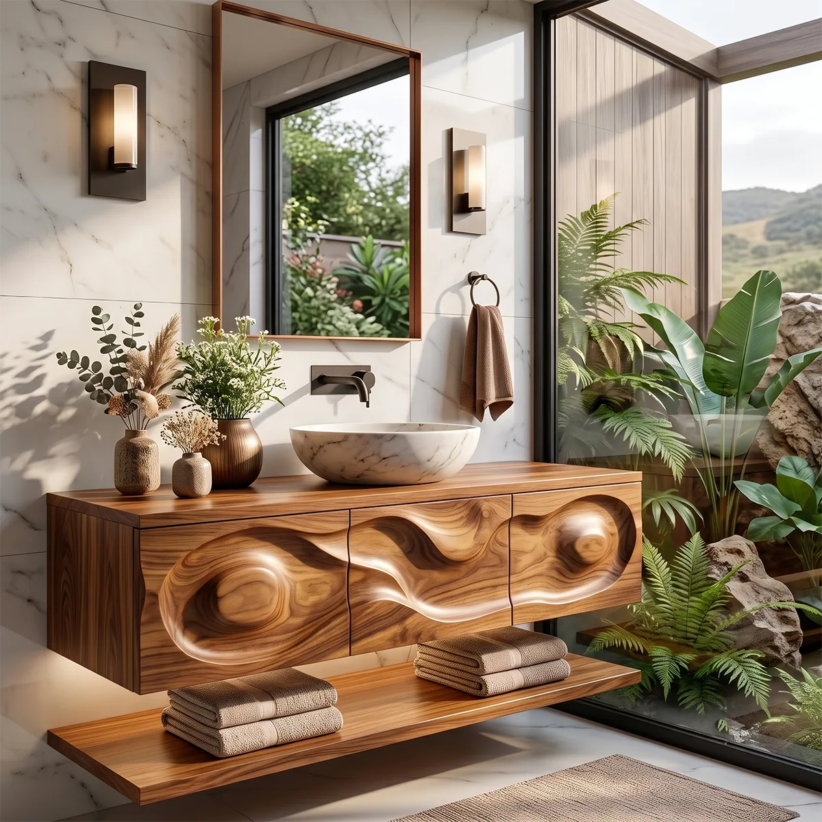 Floating Bathroom Vanity with 3 Drawers & Open Shelf | Modern Vanity Cabinet TH003-5BFQ9WL