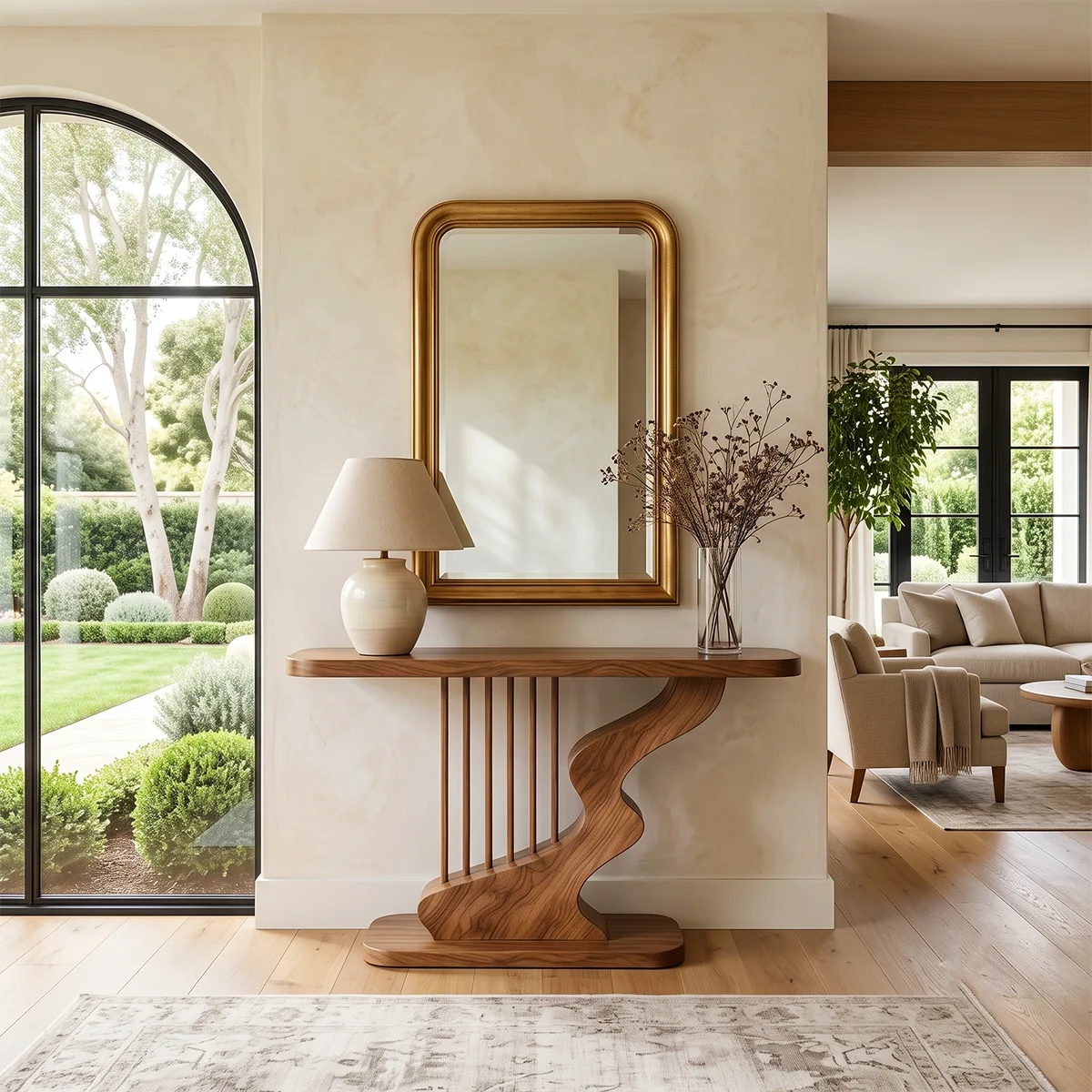 Modern Sculptural Console Table | Wave Base Entryway Console Table for Contemporary Interiors TH003-9045