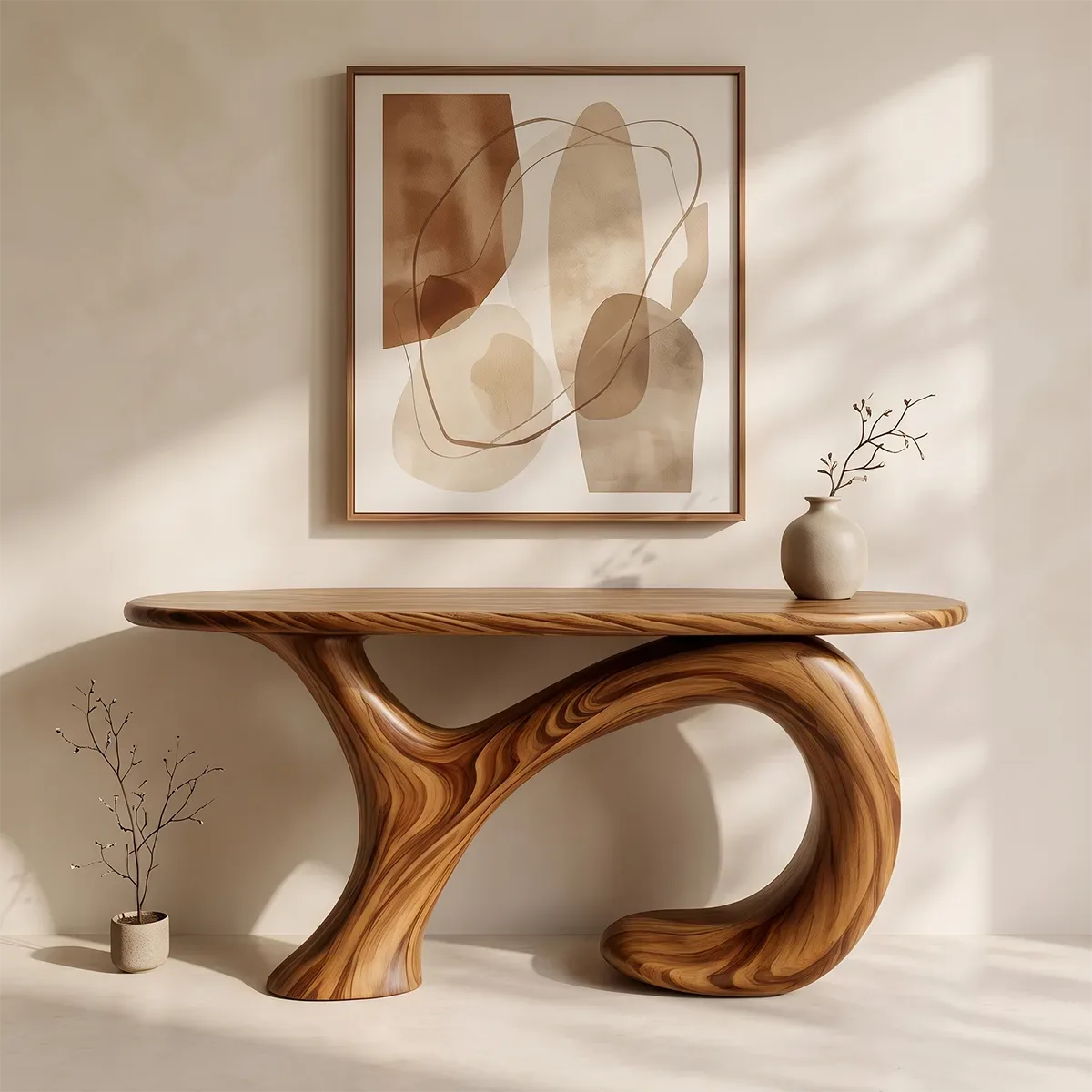 Modern Organic Console Table | Sculptural Curved Entryway Console Table for Contemporary Homes TH003-4837