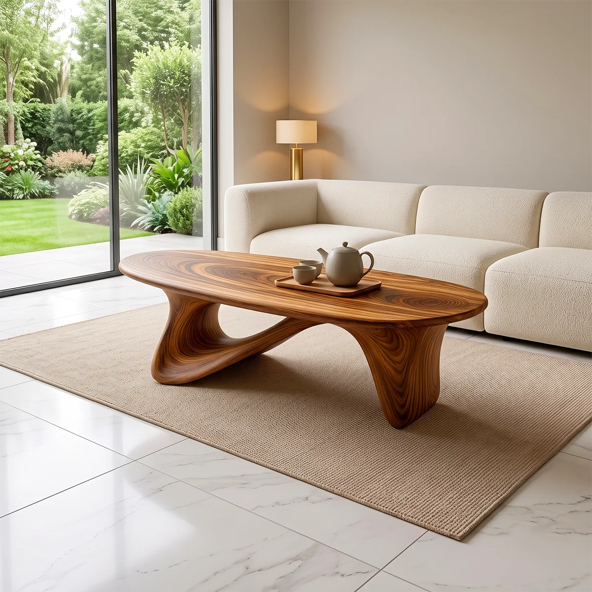 Organic Wave Coffee Table | Sculptural Oval Coffee Table for Modern Minimalist Living Room TH003-1206